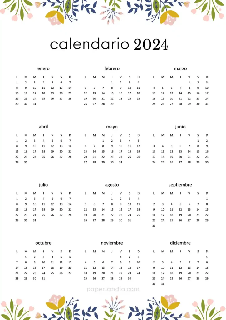 【Calendarios 2024 Anuales y Mensuales 】 pdf GRATIS