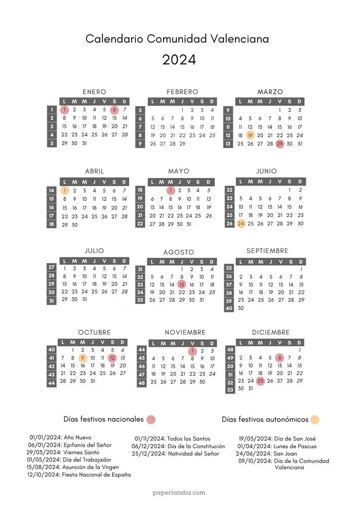 calendario laboral comunidad valenciana 2024