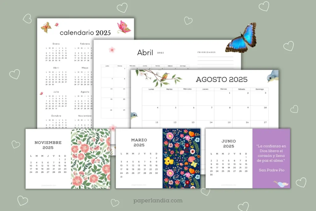 calendarios anuales 2025, calendarios mensuales 2025, almanaques 2025 para descargar gratis