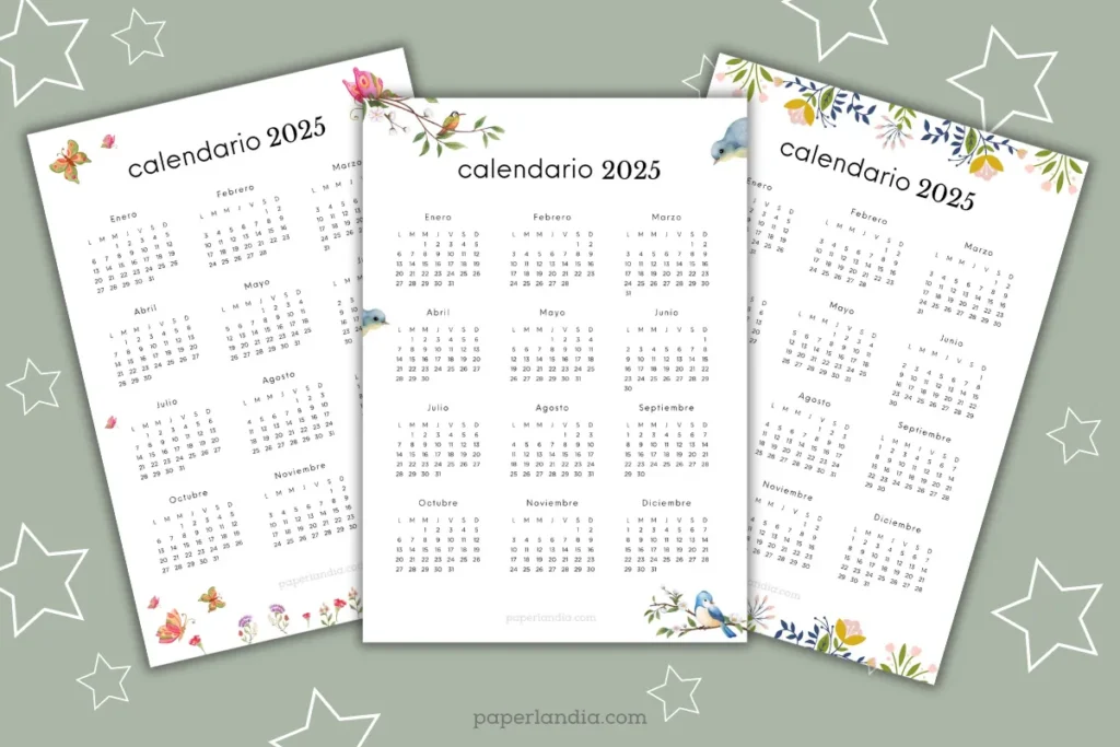calendario 2025 anual vertical, almanaque 2025 vertical para imprimir