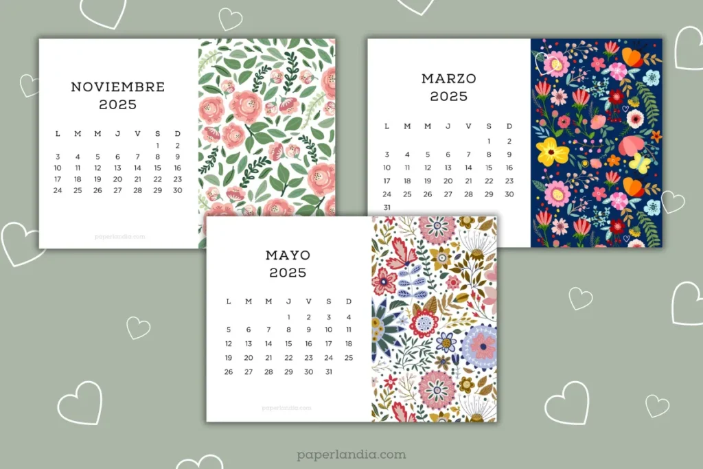 calendarios 2025 horizontales para descargar gratis en pdf, calendario 2025 mensual imprimible
