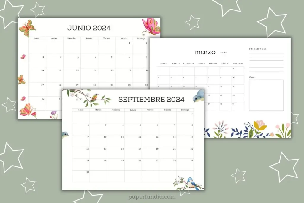 Calendarios 2023 mensuales horizontales para descargar gratis en pdf