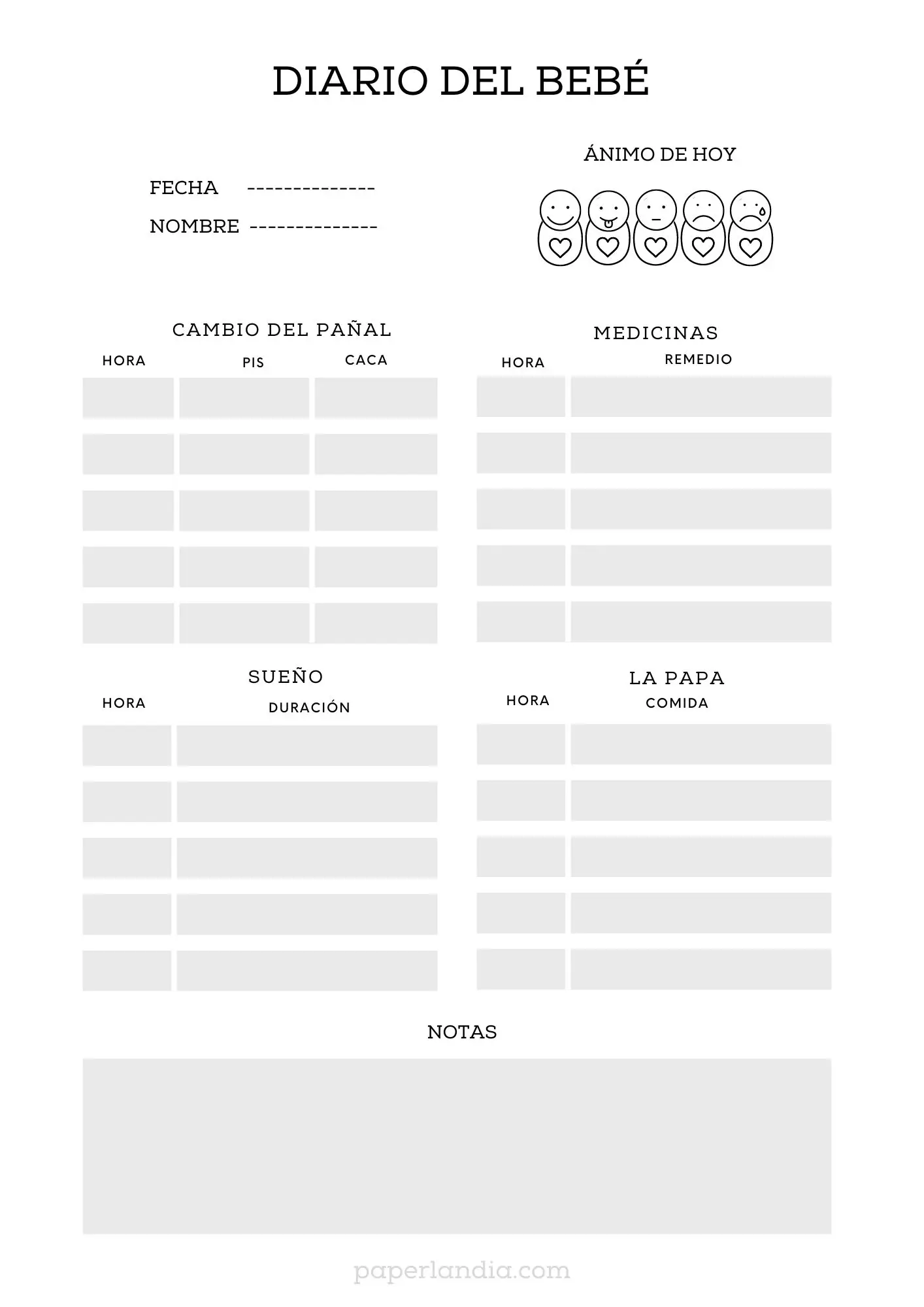 Diario del bebé gris