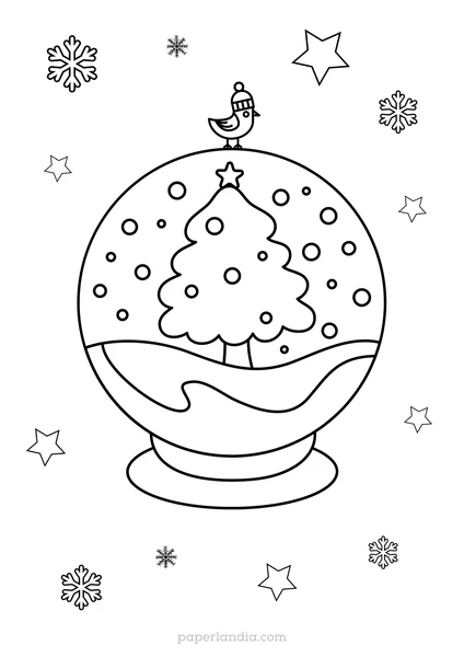 dibujo de navidad para pintar bola de nieve