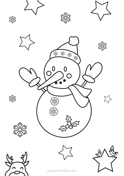 dibujo de navidad para pintar muñeco de nieve 