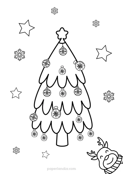 dibujo navideño para pintar pino decorado