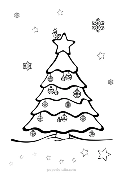 dibujos de navidad faciles y bonitos pino adornado para colorear