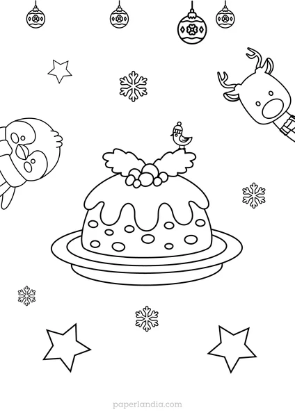 dibujo de navidad para imprimir torta decorada