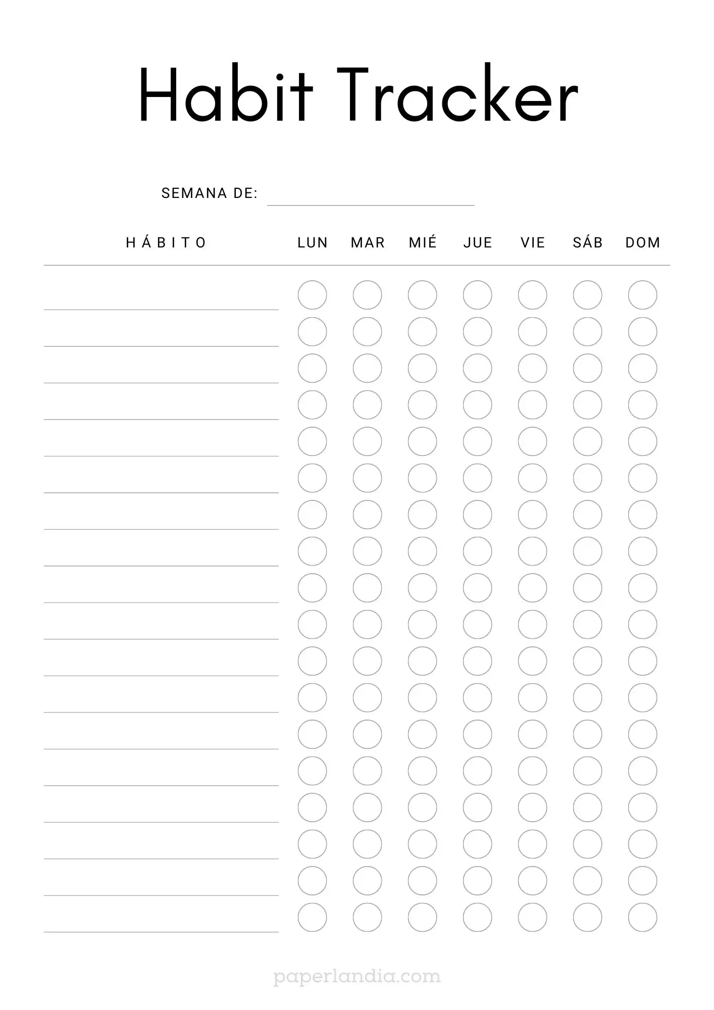 Habit tracker blanco y negro