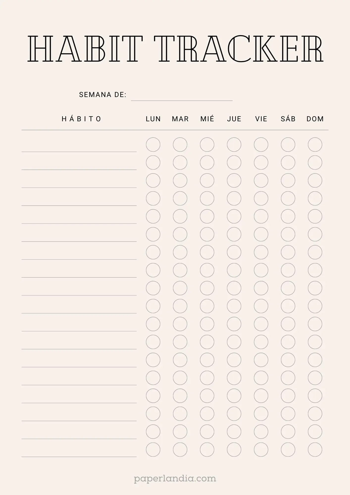 Habit tracker fondo beige