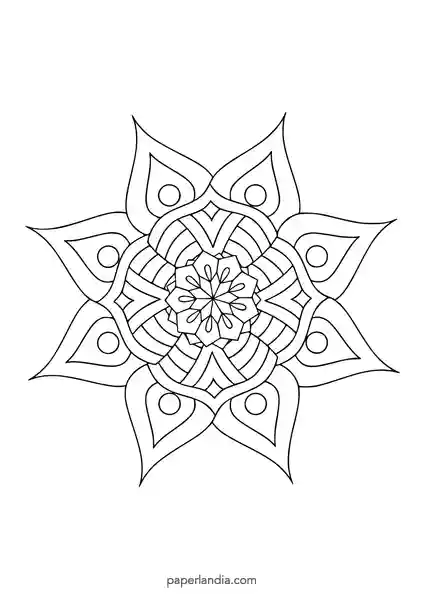 mandala facil para colorear simetrico tipo flor