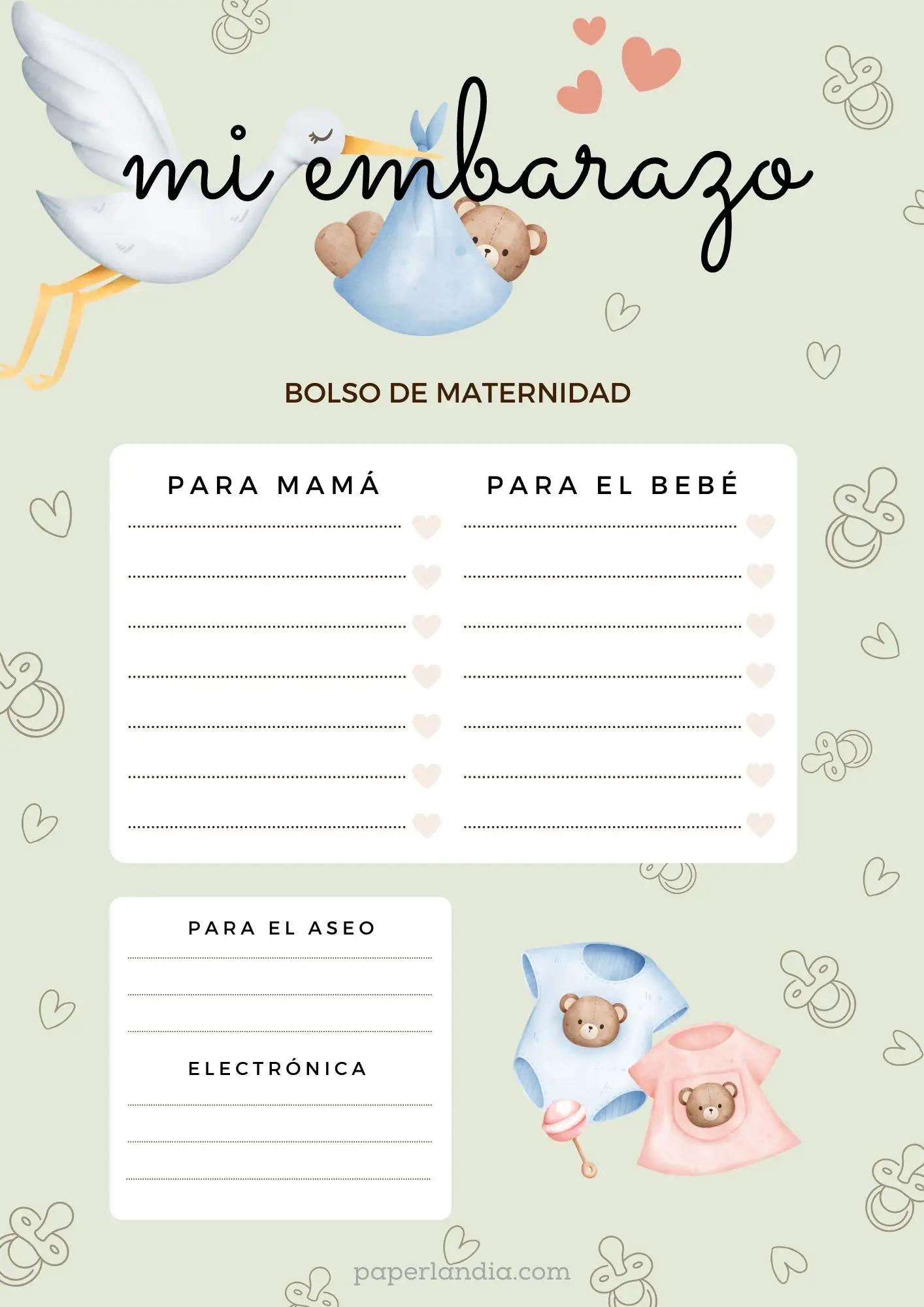 Mi embarazo: bolso de maternidad verde V1-04