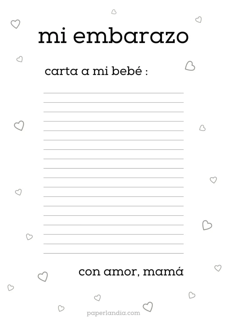 Mi embarazo: carta a mi bebé con corazones V2 02