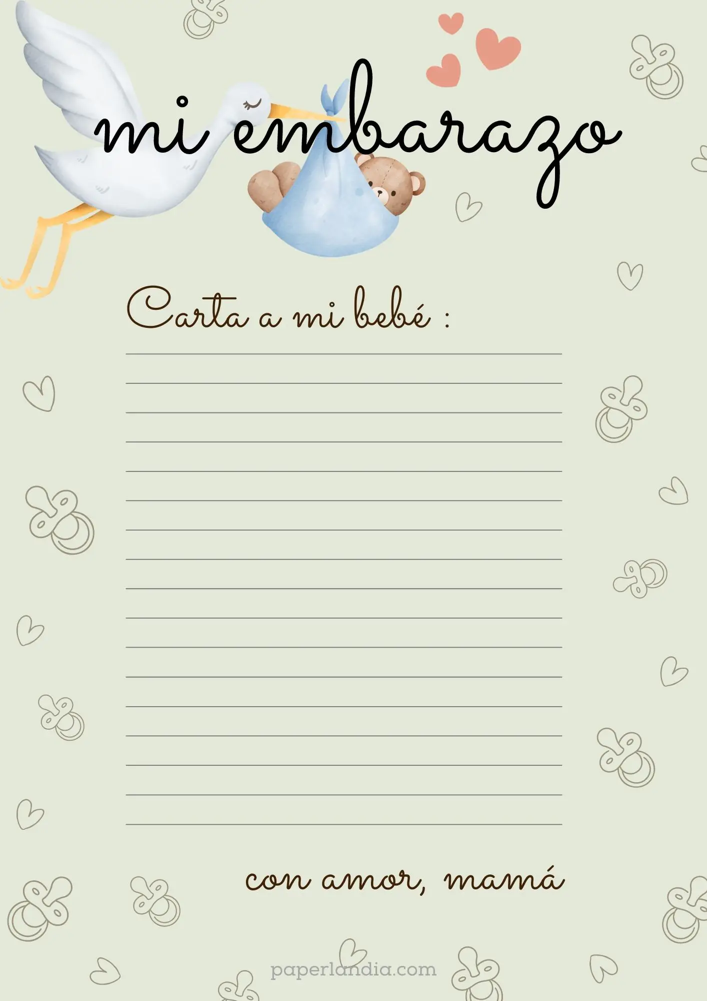 Mi embarazo: carta a mi bebé con fondo verde V1-02