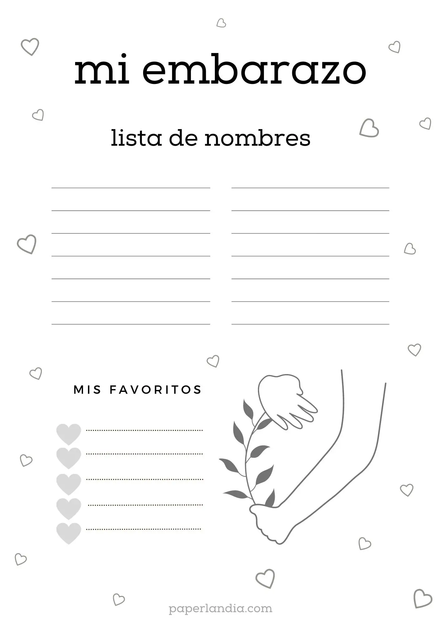 Mi embarazo: lista de nombres con corazones V2-03