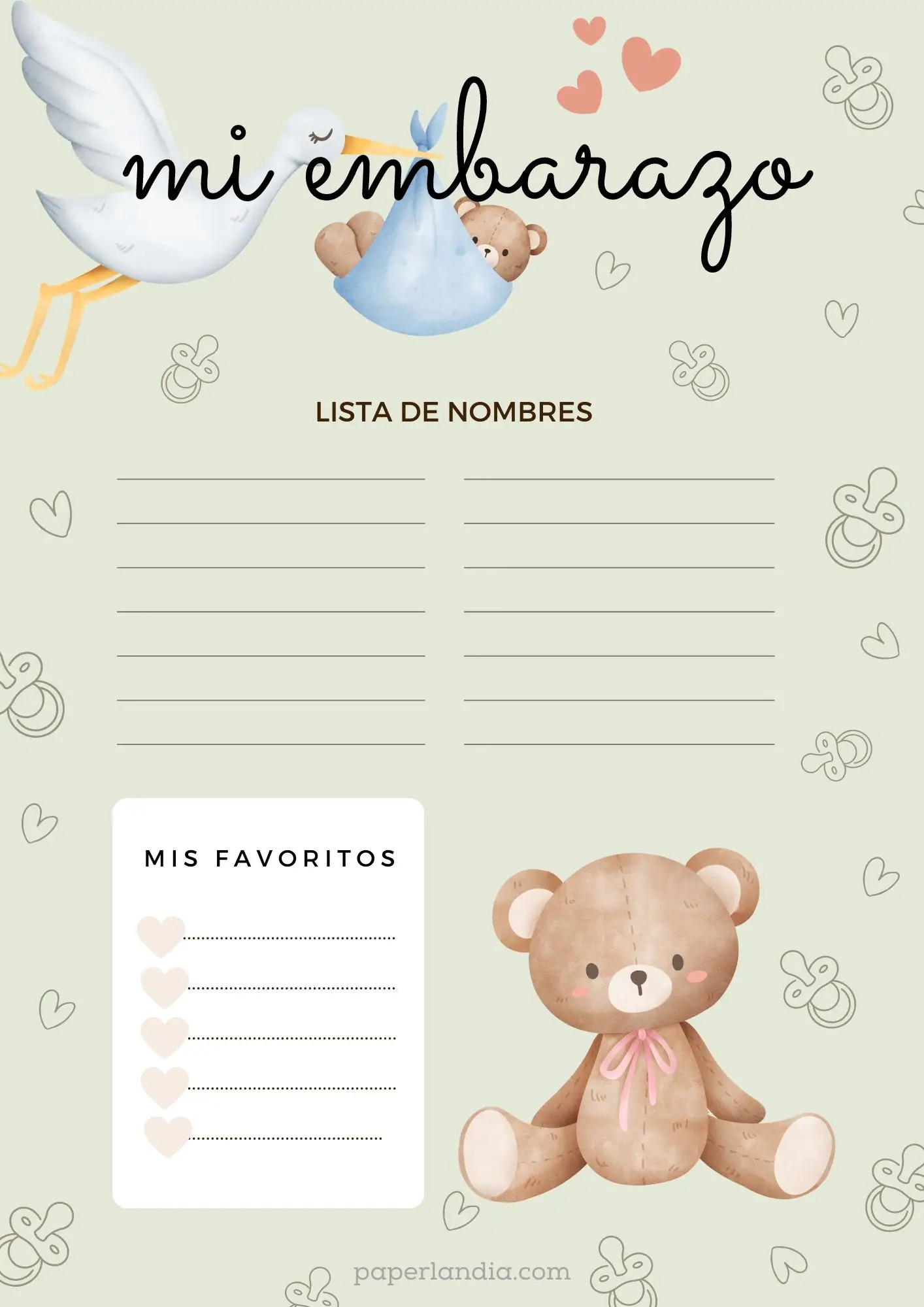 Mi embarazo: lista de nombres verde V1-03