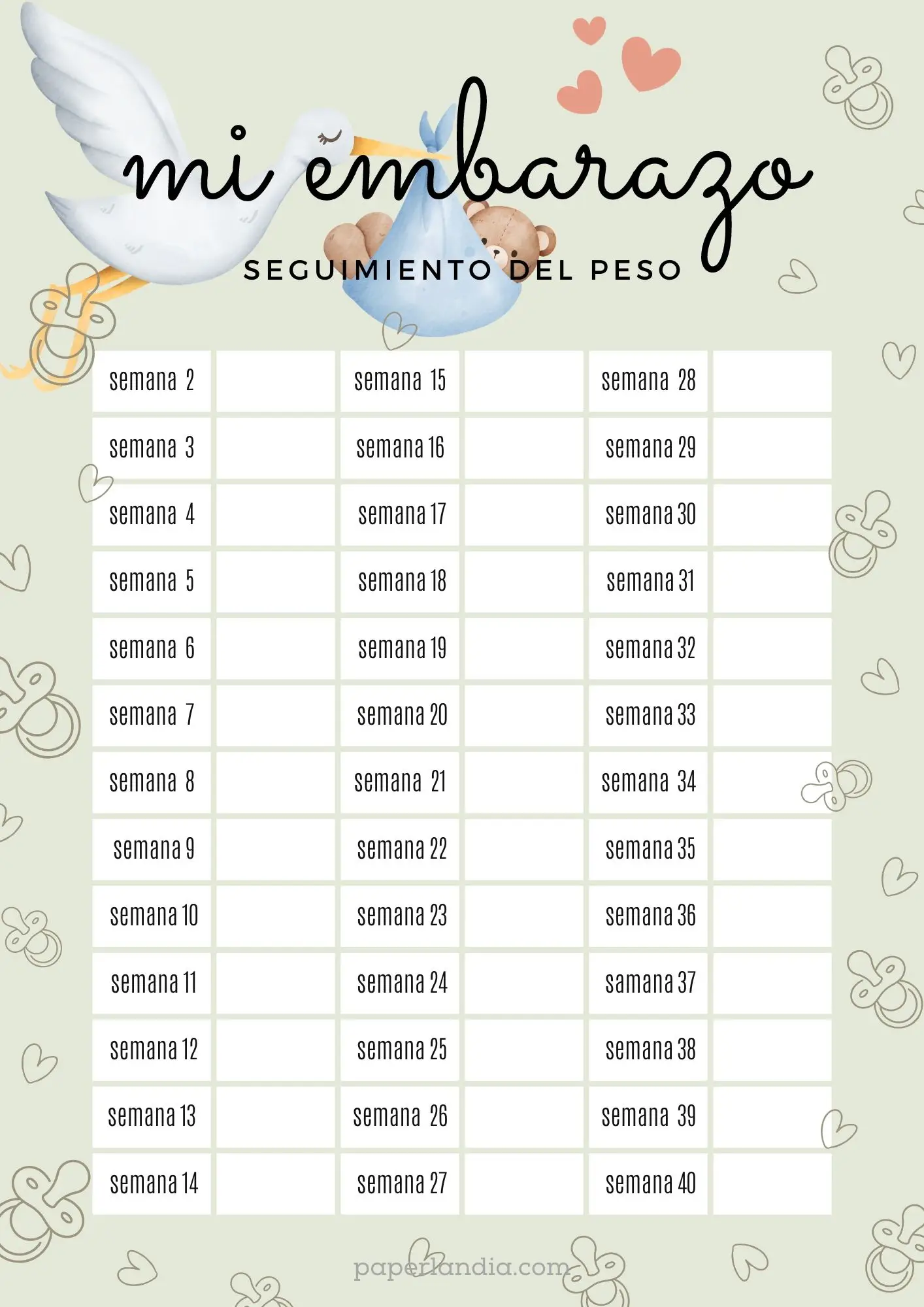Mi embarazo: seguimiento del peso con fondo verde V1-01