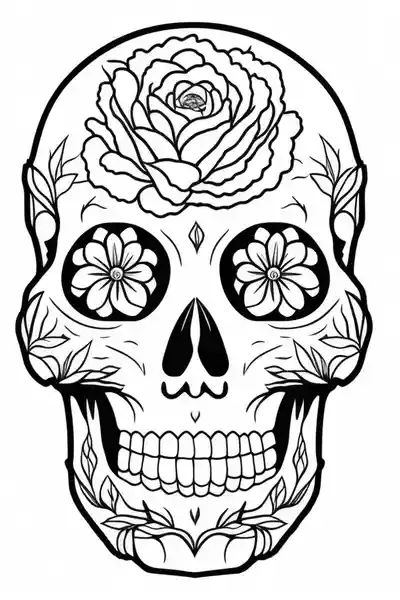 calavera mexicana dia de los muertos para decorar y colorear