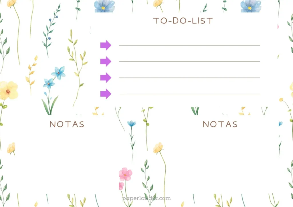 To-do list horizontal con flores