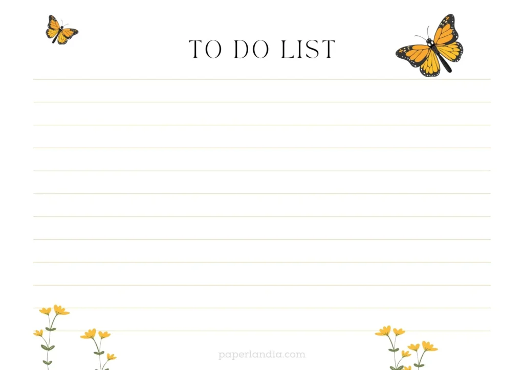 To-do list horizontal con mariposas